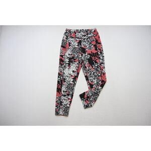 Pop Fit Compression Leggings Capri Pants Gym Floral Work Out Womens Size Medium